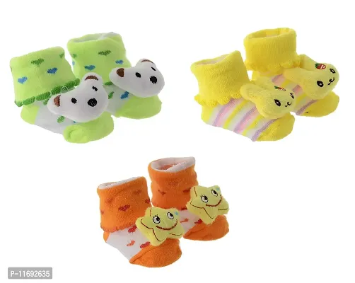 Cute Cartoon Face 3D Fancy Kids Booties Socks Slippers (0-6 Months) for Baby boy and Girl/Children