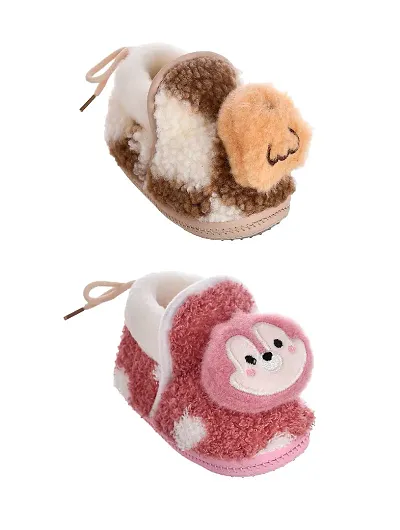 Soku Shopee kids baby boy girl woolen winter warm booties/socks/shoes/prewalkers/newborn (0-12 months) (Set of 2 pairs)