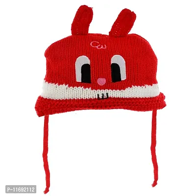 Soku Shopee Kids Baby Soft Beanie Knitted Fancy Fashion Woolen caps and hat for Baby boy and Baby Girl (1-3 Years) Red