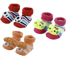 Cute Cartoon Face 3D Fancy Kids Booties Socks Slippers (0-6 Months) for Baby boy and Girl/Children-thumb1