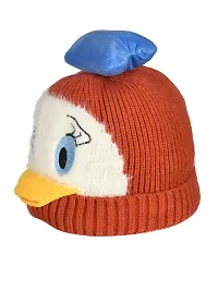 Soku Shopee Kids Baby Soft Unisex Donald Duck Warm Woolen Cap for Boys and Girls (6-24 Months) Brown-thumb1