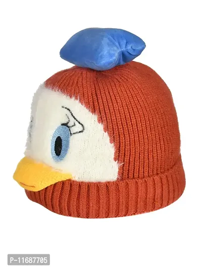 Soku Shopee Kids Baby Soft Unisex Donald Duck Warm Woolen Cap for Boys and Girls (6-24 Months) Brown-thumb2