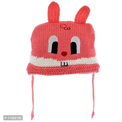 Soku Shopee Kids Baby Soft Beanie Knitted Fancy Fashion Woolen caps and hat for Baby boy and Baby Girl (1-3 Years) Peach