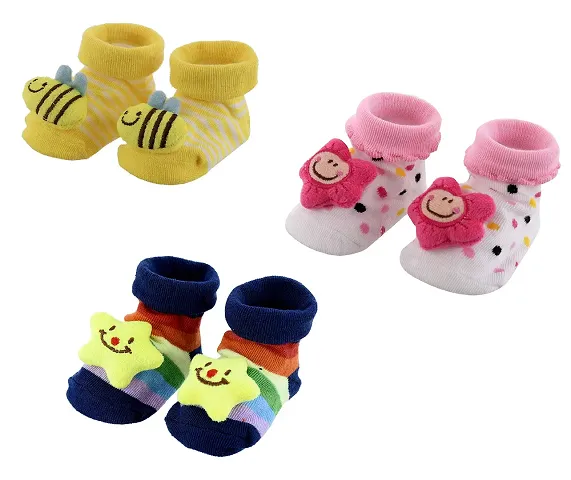 Cute Cartoon Face 3D Fancy kids Booties Socks Slippers (0-6 Months) for Baby boy and girl/children (Assorted Designs)