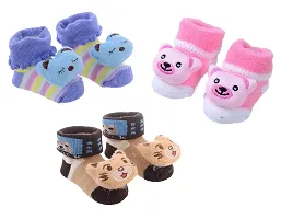 Cute Cartoon Face 3D Fancy Kids Booties Socks Slippers (0-6 Months) for Baby boy and Girl/Children-thumb1