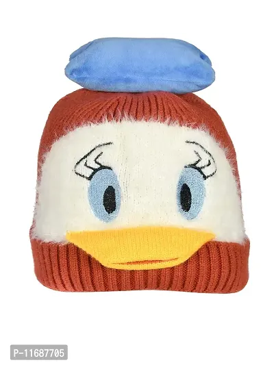 Soku Shopee Kids Baby Soft Unisex Donald Duck Warm Woolen Cap for Boys and Girls (6-24 Months) Brown-thumb0