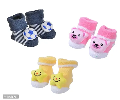 Cute Cartoon Face 3D Fancy Kids Booties Socks Slippers (0-6 Months) for Baby boy and Girl/Children