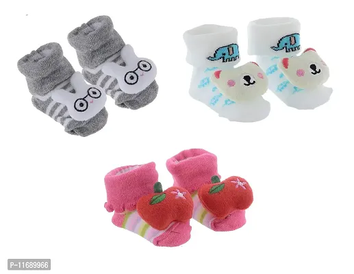 Cute Cartoon Face 3D Fancy Kids Booties Socks Slippers (0-6 Months) for Baby boy and Girl/Children