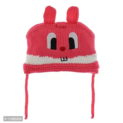 Soku Shopee Kids Baby Soft Beanie Knitted Fancy Fashion Woolen caps and hat for Baby boy and Baby Girl (1-3 Years) Dark Pink-thumb0