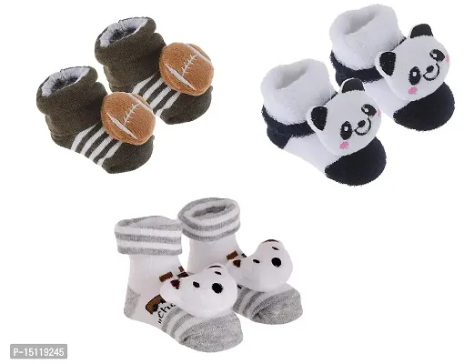 Soku Shopee Cute Cartoon Face 3D Fancy Kids Booties Socks Slippers (0-6 Months) for Baby boy and Girl/Children-thumb0