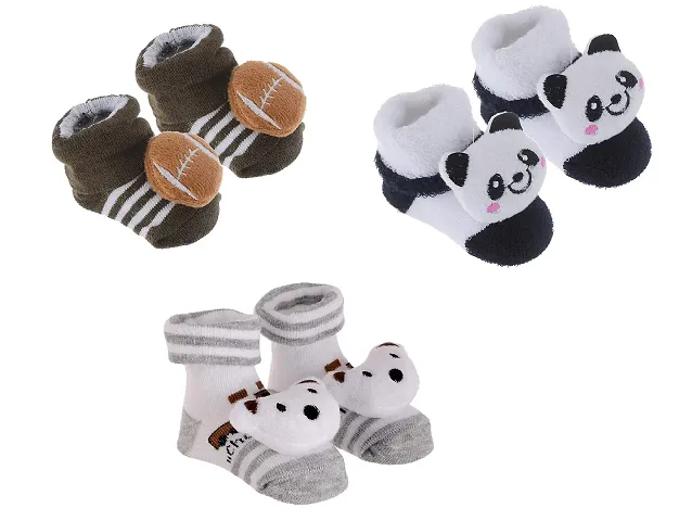 Soku Shopee Cute Cartoon Face 3D Fancy Kids Booties Socks Slippers (0-6 Months) for Baby boy and Girl/Children