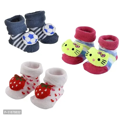 Cute Cartoon Face 3D Fancy Kids Booties Socks Slippers (0-6 Months) for Baby boy and Girl/Children