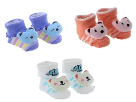 Cute Cartoon Face 3D Fancy Kids Booties Socks Slippers (0-6 Months) for Baby boy and Girl/Children-thumb1
