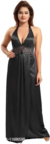 Soku Shopee Ladies Embroidered Maxi Night Gown Black-thumb0