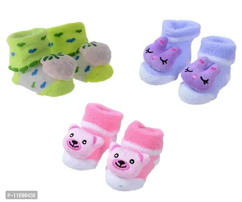 Cute Cartoon Face 3D Fancy Kids Booties Socks Slippers (0-6 Months) for Baby boy and Girl/Children