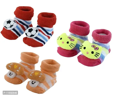 Cute Cartoon Face 3D Fancy Kids Booties Socks Slippers (0-6 Months) for Baby boy and Girl/Children-thumb0