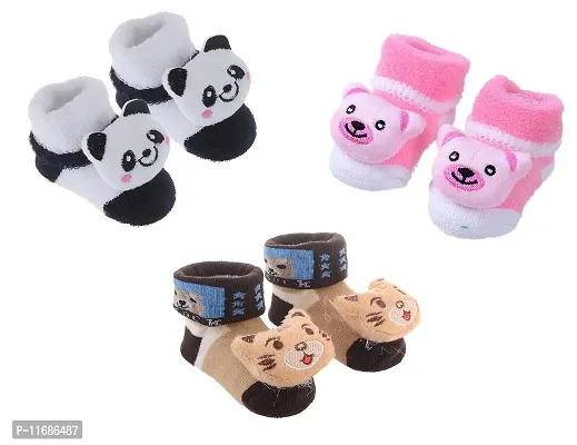 Cute Cartoon Face 3D Fancy Kids Booties Socks Slippers (0-6 Months) for Baby boy and Girl/Children-thumb0