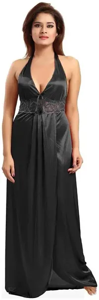 Soku Shopee Ladies Embroidered Maxi Night Gown Black-thumb3