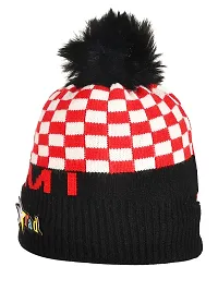 Soku Shopee Kids Baby Soft Unisex chek Pompom Winter Cap for Boys and Girls (1-3 Years) Black-thumb1