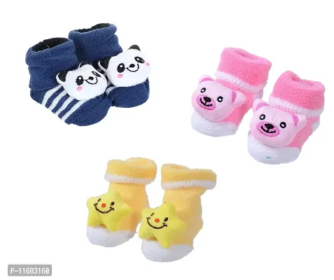 Cute Cartoon Face 3D Fancy Kids Booties Socks Slippers (0-6 Months) for Baby boy and Girl/Children