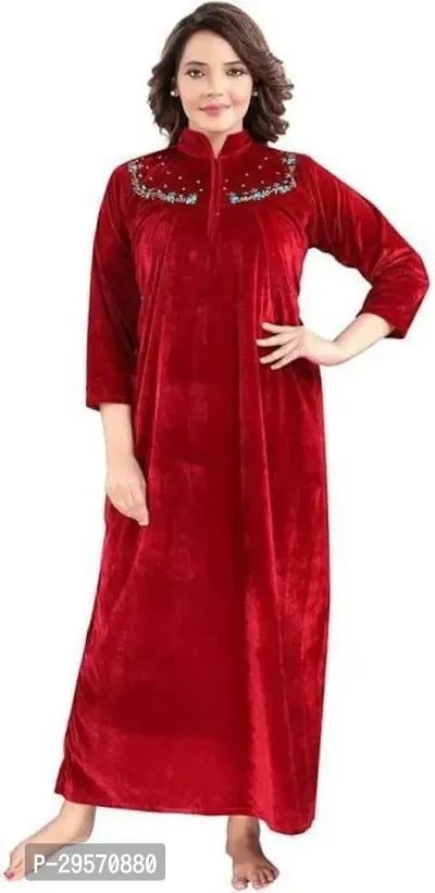 Stylish Satin Embroidered Nightdress for Women