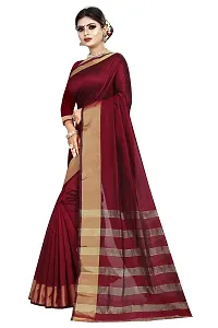 Maroon Cotton Silk Woven Design Sarees For Women-thumb2