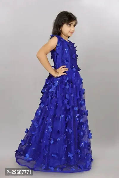 Stylish Blue Net Ethnic Gowns Dress For Girls-thumb5