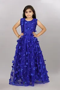 Stylish Blue Net Ethnic Gowns Dress For Girls-thumb1