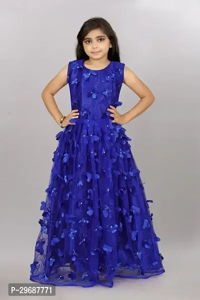 Stylish Blue Net Ethnic Gowns Dress For Girls-thumb2