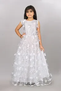 Stylish White Net Ethnic Gowns Dress For Girls-thumb1