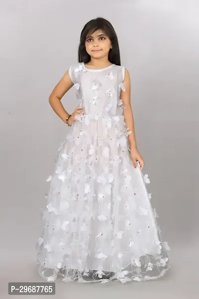 Stylish White Net Ethnic Gowns Dress For Girls-thumb2