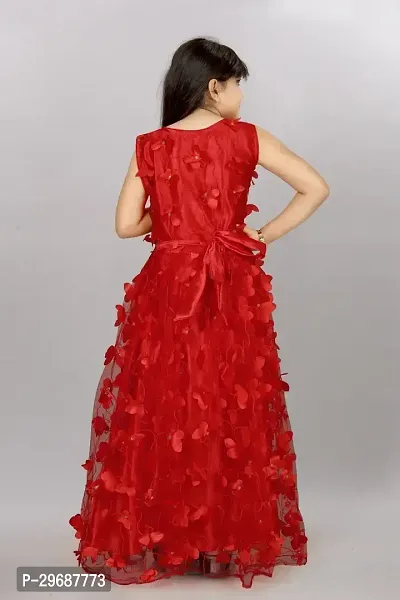 Stylish Red Net Ethnic Gowns Dress For Girls-thumb3