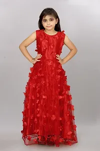 Stylish Red Net Ethnic Gowns Dress For Girls-thumb1