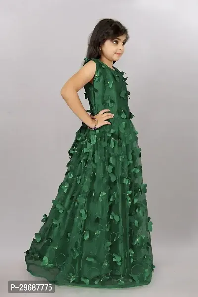 Stylish Green Net Ethnic Gowns Dress For Girls-thumb4