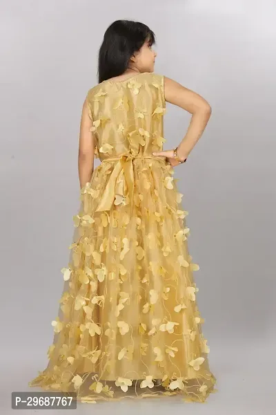 Stylish Golden Net Ethnic Gowns Dress For Girls-thumb3