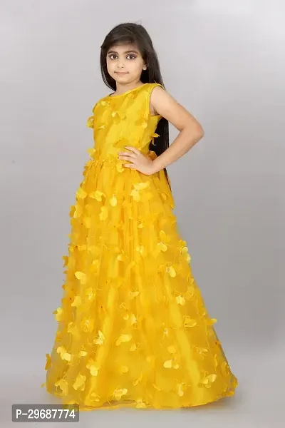 Stylish Yellow Net Ethnic Gowns Dress For Girls-thumb4