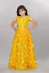 Stylish Yellow Net Ethnic Gowns Dress For Girls-thumb1