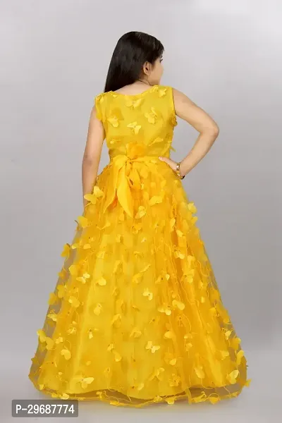 Stylish Yellow Net Ethnic Gowns Dress For Girls-thumb3