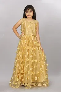 Stylish Golden Net Ethnic Gowns Dress For Girls-thumb1