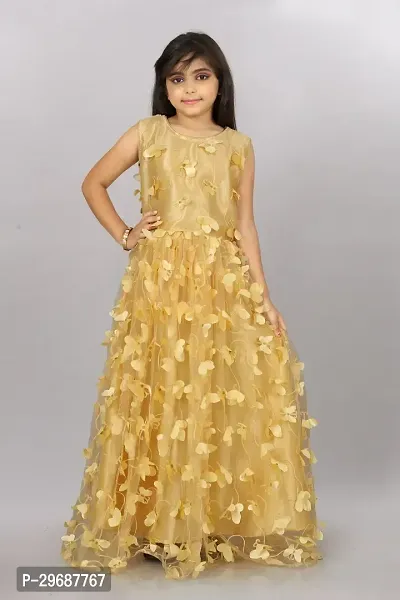 Stylish Golden Net Ethnic Gowns Dress For Girls-thumb2