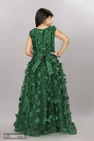 Stylish Green Net Ethnic Gowns Dress For Girls-thumb3