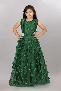 Stylish Green Net Ethnic Gowns Dress For Girls-thumb1