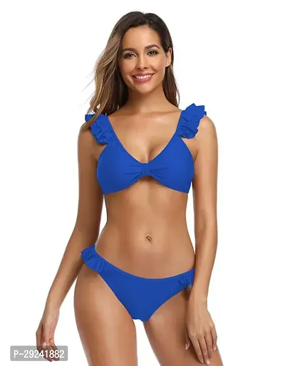 Stylish Blue Solid Bra  Panty Set For Women-thumb0