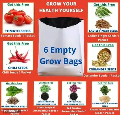 Plant Container Bags For Home Gardening Pack Of 06 Grow Bags With 8 Types Of Seeds To Grow Plants