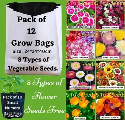 Round Grow Bag And 8 Type Of Flower Seeds And 8 Type Of Vegetable Seeds Free