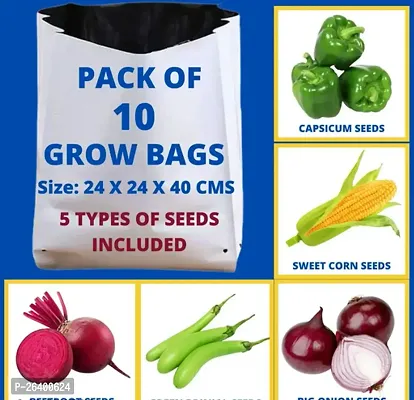 Best Quality UV Stabilized Poly Grow Bags White Color And 5 Types Of Vegetable Seeds.