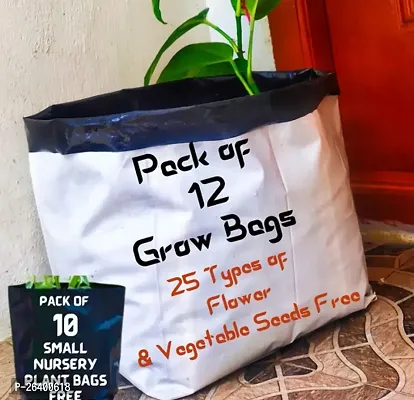 Plastic UV Treated Grow Bag, White 12 Pieces
