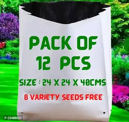 Premium Quality UV Treated Poly Growbags White Color Pack Of 12 And 8 Types Of Vegetable Seeds.-thumb0