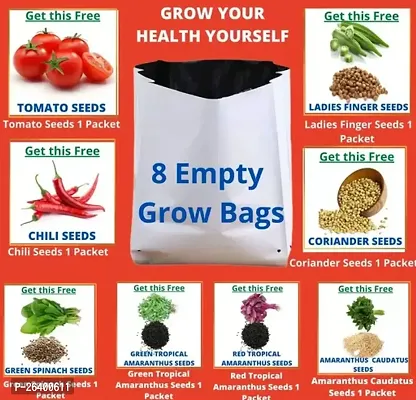 Plant Container Bags For Home Gardening Pack Of 08 Grow Bags With 8 Types Of Seeds To Grow Plants