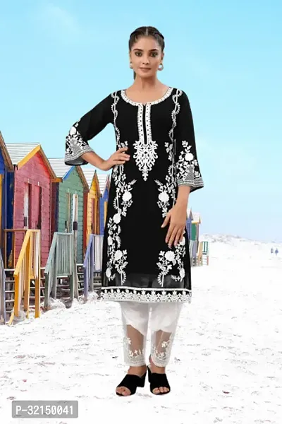 Stylish Black Georgette Kurta Bottom Set For Women-thumb0